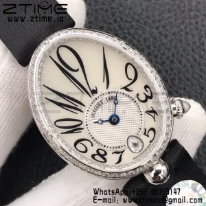 Breguet Reine de Naples 8918BB/58/864/D00D SS ZF 1:1 Best Edition White MOP Dial Diamonds Bezel on Black Fabric Strap A537 V2 - Super Clone Watch | 1:1 Best Version