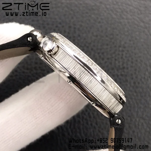 Breguet Reine de Naples 8918BB/58/864/D00D SS ZF 1:1 Best Edition White MOP Dial Diamonds Bezel on Black Fabric Strap A537 V2 - Super Clone Watch | 1:1 Best Version