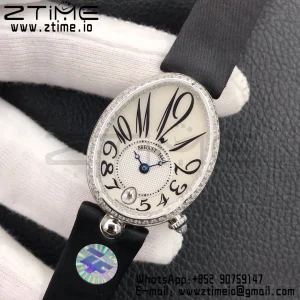 Breguet Reine de Naples 8918BB/58/864/D00D SS ZF 1:1 Best Edition White MOP Dial Diamonds Bezel on Black Fabric Strap A537 V2 - Super Clone Watch | 1:1 Best Version