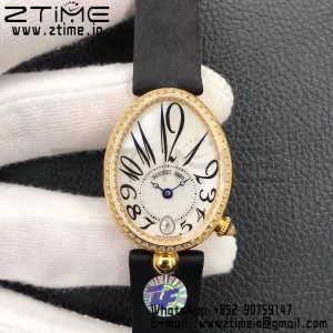 Breguet Reine de Naples 8918BA/58/864/D00D YG ZF 1:1 Best Edition White MOP Dial Diamonds Bezel on Black Fabric Strap A537 V2 - Super Clone Watch | 1:1 Best Version