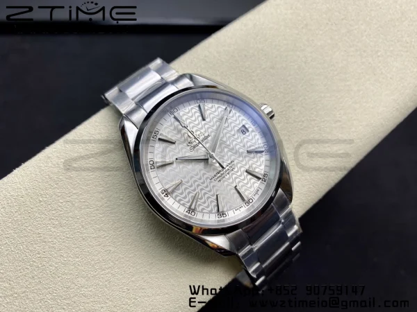 OMEGA Aqua Terra 150M SS VSF 1:1 Best Edition White Wave Textured Dial on SS Bracelet A8500 Super Clone - Super Clone Watch | 1:1 Best Version