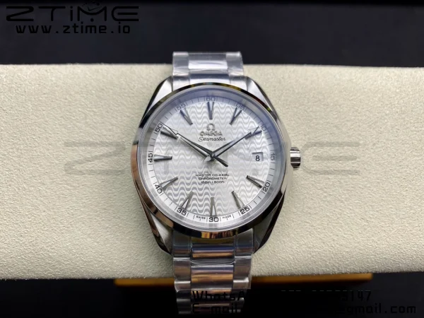 OMEGA Aqua Terra 150M SS VSF 1:1 Best Edition White Wave Textured Dial on SS Bracelet A8500 Super Clone - Super Clone Watch | 1:1 Best Version
