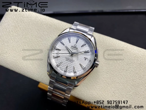 OMEGA Aqua Terra 150M SS VSF 1:1 Best Edition White Wave Textured Dial on SS Bracelet A8500 Super Clone - Super Clone Watch | 1:1 Best Version