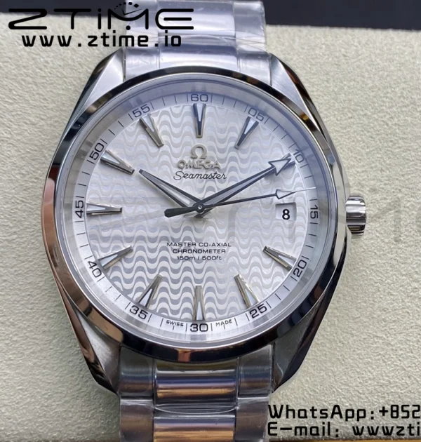 OMEGA Aqua Terra 150M SS VSF 1:1 Best Edition White Wave Textured Dial on SS Bracelet A8500 Super Clone - Super Clone Watch | 1:1 Best Version