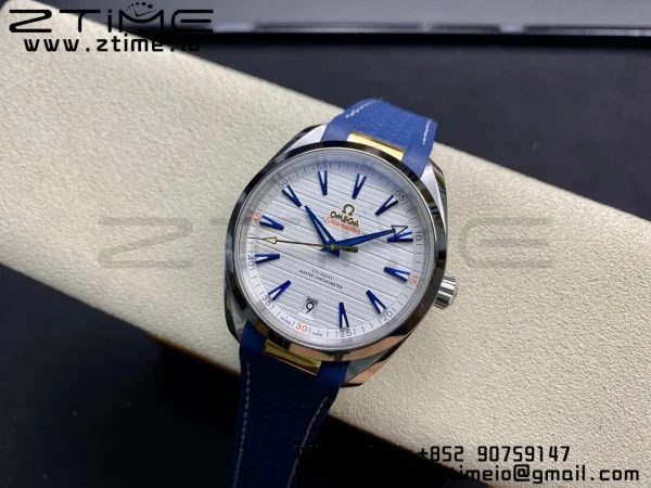 OMEGA Aqua Terra 150M Master Chronometers VSF 1:1 Best Edition White Dial on Blue Rubber Strap A8900 Super Clone - Super Clone Watch | 1:1 Best Version
