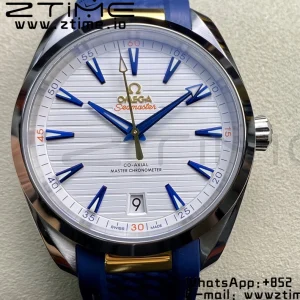 OMEGA Aqua Terra 150M Master Chronometers VSF 1:1 Best Edition White Dial on Blue Rubber Strap A8900 Super Clone - Super Clone Watch | 1:1 Best Version