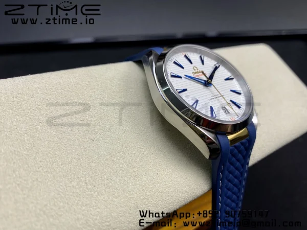 OMEGA Aqua Terra 150M Master Chronometers VSF 1:1 Best Edition White Dial on Blue Rubber Strap A8900 Super Clone - Super Clone Watch | 1:1 Best Version
