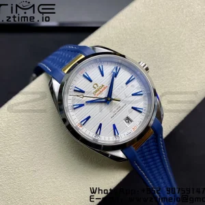 OMEGA Aqua Terra 150M Master Chronometers VSF 1:1 Best Edition White Dial on Blue Rubber Strap A8900 Super Clone - Super Clone Watch | 1:1 Best Version