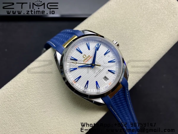 OMEGA Aqua Terra 150M Master Chronometers VSF 1:1 Best Edition White Dial on Blue Rubber Strap A8900 Super Clone - Super Clone Watch | 1:1 Best Version