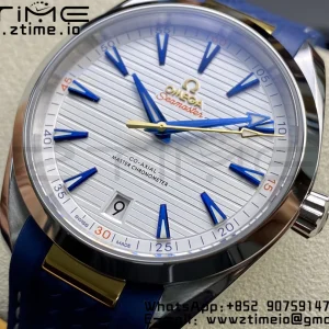 OMEGA Aqua Terra 150M Master Chronometers VSF 1:1 Best Edition White Dial on Blue Rubber Strap A8900 Super Clone - Super Clone Watch | 1:1 Best Version