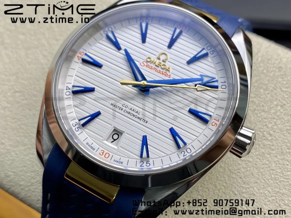 OMEGA Aqua Terra 150M Master Chronometers VSF 1:1 Best Edition White Dial on Blue Rubber Strap A8900 Super Clone - Super Clone Watch | 1:1 Best Version