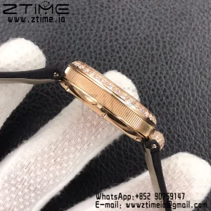 Breguet Reine de Naples 8928BB RG ZF 1:1 Best Edition White Roman Dial Diamonds Bezel on Black Leather Strap A537 V2 - Super Clone Watch | 1:1 Best Version