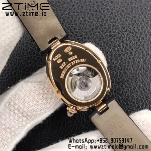 Breguet Reine de Naples 8928BB RG ZF 1:1 Best Edition White Roman Dial Diamonds Bezel on Black Leather Strap A537 V2 - Super Clone Watch | 1:1 Best Version