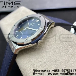 HUBLOT Classic Fusion 42mm 542.NX.7170.LR Titanium WWF 1:1 Best Edition Blue Dial on Blue Gummy Strap A2892 - Super Clone Watch | 1:1 Best Version