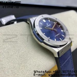 HUBLOT Classic Fusion 42mm 542.NX.7170.LR Titanium WWF 1:1 Best Edition Blue Dial on Blue Gummy Strap A2892 - Super Clone Watch | 1:1 Best Version