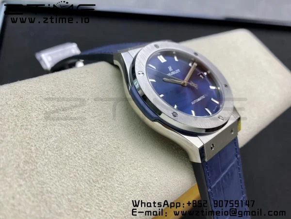 HUBLOT Classic Fusion 42mm 542.NX.7170.LR Titanium WWF 1:1 Best Edition Blue Dial on Blue Gummy Strap A2892 - Super Clone Watch | 1:1 Best Version