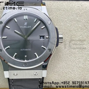 HUBLOT Classic Fusion 45mm 542.NX.7071.LR Titanium WWF 1:1 Best Edition Gray Dial on Gray Gummy Strap A2892 - Super Clone Watch | 1:1 Best Version