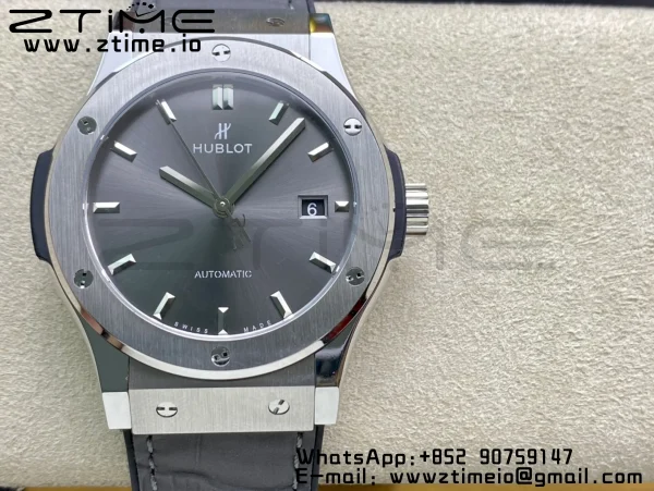 HUBLOT Classic Fusion 45mm 542.NX.7071.LR Titanium WWF 1:1 Best Edition Gray Dial on Gray Gummy Strap A2892 - Super Clone Watch | 1:1 Best Version