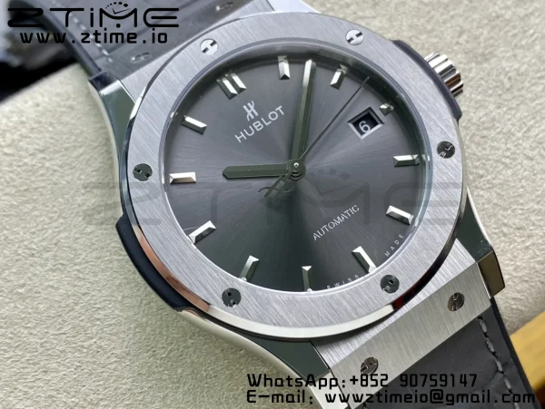 HUBLOT Classic Fusion 45mm 542.NX.7071.LR Titanium WWF 1:1 Best Edition Gray Dial on Gray Gummy Strap A2892 - Super Clone Watch | 1:1 Best Version