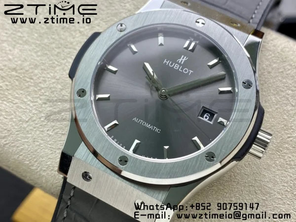HUBLOT Classic Fusion 45mm 542.NX.7071.LR Titanium WWF 1:1 Best Edition Gray Dial on Gray Gummy Strap A2892 - Super Clone Watch | 1:1 Best Version