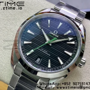 OMEGA Aqua Terra 150M Master Chronometers VSF 1:1 Best Edition Black Dial Green Hand on SS Bracelet A8900 Super Clone - Super Clone Watch | 1:1 Best Version