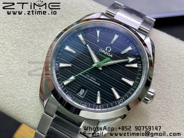 OMEGA Aqua Terra 150M Master Chronometers VSF 1:1 Best Edition Black Dial Green Hand on SS Bracelet A8900 Super Clone - Super Clone Watch | 1:1 Best Version