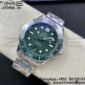 OMEGA OMEGA Seamaster Diver 300M VSF 1:1 Best Edition Green Ceramic Green Dial on SS Bracelet A8800 V2 - Super Clone Watch | 1:1 Best Version