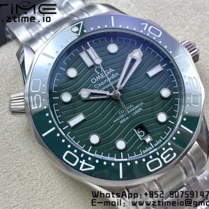 OMEGA OMEGA Seamaster Diver 300M VSF 1:1 Best Edition Green Ceramic Green Dial on SS Bracelet A8800 V2 - Super Clone Watch | 1:1 Best Version