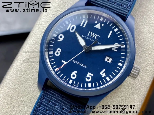IWC Mark XVIII IW328101 Blue Ceramic M+F 1:1 Best Edition Blue Dial on Blue Nylon Strap A35111 - Super Clone Watch | 1:1 Best Version