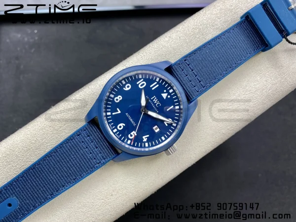 IWC Mark XVIII IW328101 Blue Ceramic M+F 1:1 Best Edition Blue Dial on Blue Nylon Strap A35111 - Super Clone Watch | 1:1 Best Version