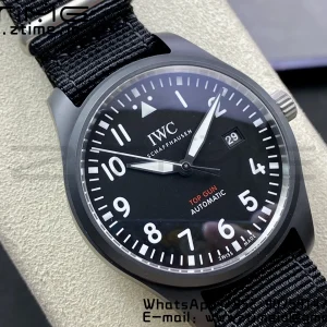 IWC Mark XVIII IW326906 Black Ceramic M+F 1:1 Best Edition Black Dial on Black ue Nylon Strap A35111 - Super Clone Watch | 1:1 Best Version