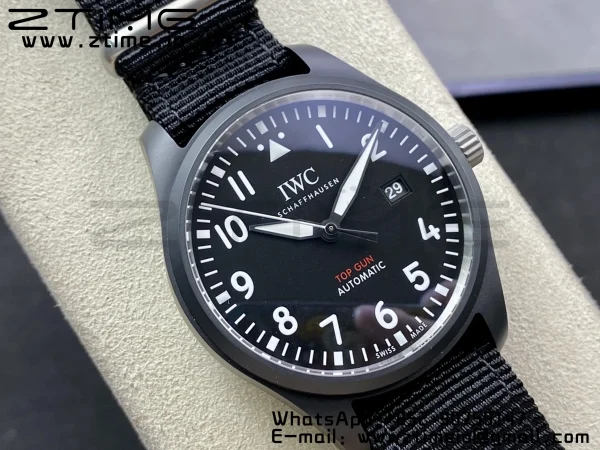 IWC Mark XVIII IW326906 Black Ceramic M+F 1:1 Best Edition Black Dial on Black ue Nylon Strap A35111 - Super Clone Watch | 1:1 Best Version