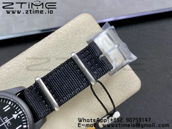 IWC Mark XVIII IW326906 Black Ceramic M+F 1:1 Best Edition Black Dial on Black ue Nylon Strap A35111 - Super Clone Watch | 1:1 Best Version