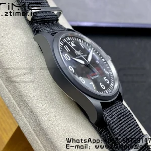 IWC Mark XVIII IW326906 Black Ceramic M+F 1:1 Best Edition Black Dial on Black ue Nylon Strap A35111 - Super Clone Watch | 1:1 Best Version