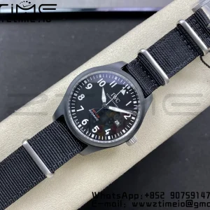 IWC Mark XVIII IW326906 Black Ceramic M+F 1:1 Best Edition Black Dial on Black ue Nylon Strap A35111 - Super Clone Watch | 1:1 Best Version