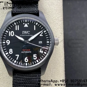 IWC Mark XVIII IW326906 Black Ceramic M+F 1:1 Best Edition Black Dial on Black ue Nylon Strap A35111 - Super Clone Watch | 1:1 Best Version