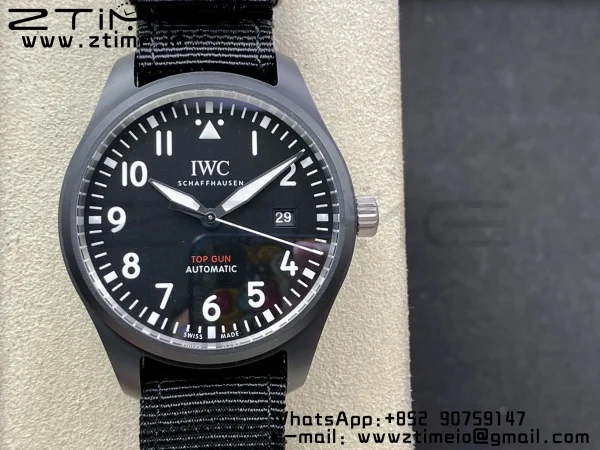 IWC Mark XVIII IW326906 Black Ceramic M+F 1:1 Best Edition Black Dial on Black ue Nylon Strap A35111 - Super Clone Watch | 1:1 Best Version