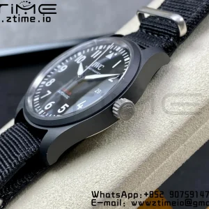 IWC Mark XVIII IW326906 Black Ceramic M+F 1:1 Best Edition Black Dial on Black ue Nylon Strap A35111 - Super Clone Watch | 1:1 Best Version