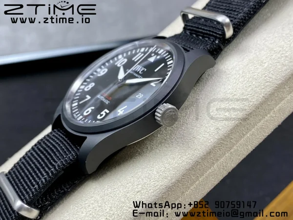 IWC Mark XVIII IW326906 Black Ceramic M+F 1:1 Best Edition Black Dial on Black ue Nylon Strap A35111 - Super Clone Watch | 1:1 Best Version