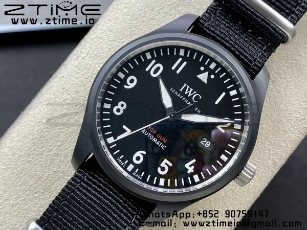IWC Mark XVIII IW326906 Black Ceramic M+F 1:1 Best Edition Black Dial on Black ue Nylon Strap A35111 - Super Clone Watch | 1:1 Best Version