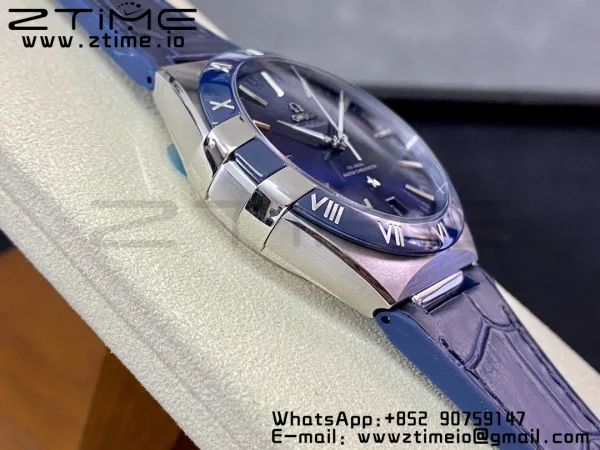 OMEGA Constellation Blue Ceramic SS VSF 1:1 Best Edition Blue Dial on Blue Gummy Strap A8900 Super Clone - Super Clone Watch | 1:1 Best Version