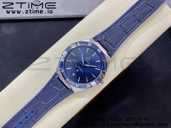 OMEGA Constellation Blue Ceramic SS VSF 1:1 Best Edition Blue Dial on Blue Gummy Strap A8900 Super Clone - Super Clone Watch | 1:1 Best Version