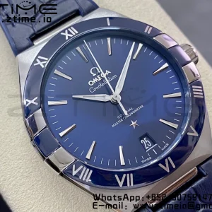 OMEGA Constellation Blue Ceramic SS VSF 1:1 Best Edition Blue Dial on Blue Gummy Strap A8900 Super Clone - Super Clone Watch | 1:1 Best Version