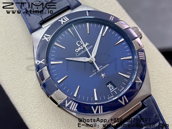 OMEGA Constellation Blue Ceramic SS VSF 1:1 Best Edition Blue Dial on Blue Gummy Strap A8900 Super Clone - Super Clone Watch | 1:1 Best Version