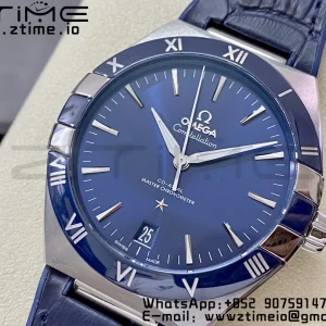 OMEGA Constellation Blue Ceramic SS VSF 1:1 Best Edition Blue Dial on Blue Gummy Strap A8900 Super Clone - Super Clone Watch | 1:1 Best Version