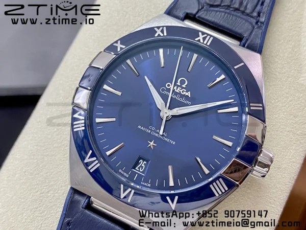 OMEGA Constellation Blue Ceramic SS VSF 1:1 Best Edition Blue Dial on Blue Gummy Strap A8900 Super Clone - Super Clone Watch | 1:1 Best Version