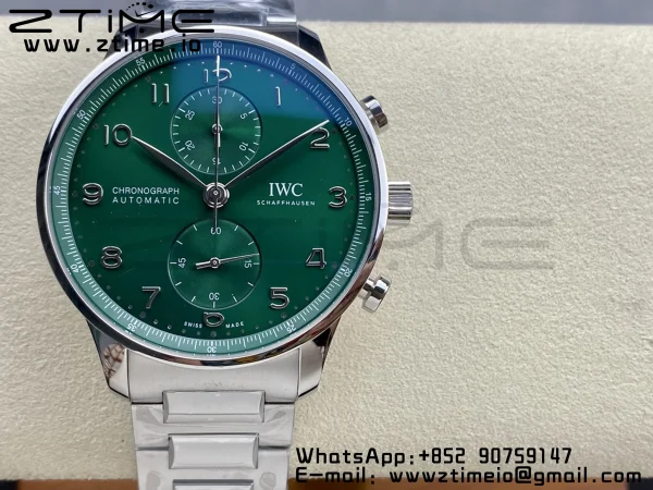Portuguese Chrono IW371615 ZF 1:1 Best Edition Green Dial on SS Bracelet A69355 - Super Clone Watch | 1:1 Best Version