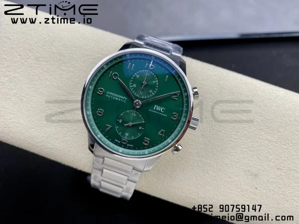 Portuguese Chrono IW371615 ZF 1:1 Best Edition Green Dial on SS Bracelet A69355 - Super Clone Watch | 1:1 Best Version