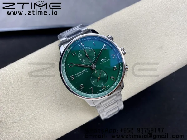 Portuguese Chrono IW371615 ZF 1:1 Best Edition Green Dial on SS Bracelet A69355 - Super Clone Watch | 1:1 Best Version