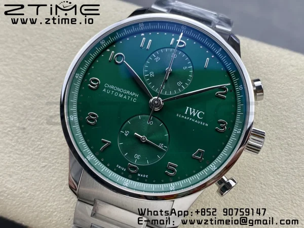 Portuguese Chrono IW371615 ZF 1:1 Best Edition Green Dial on SS Bracelet A69355 - Super Clone Watch | 1:1 Best Version